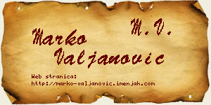Marko Valjanović vizit kartica